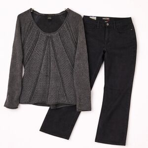 Calvin Klein Knit Top M + Santana Black Jeans NWT 24” Inseam Outfit Bundle
